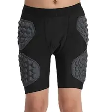 [Generic] Hip Padded Shorts | Breathable Toe Pad Shorts | Youth Padded Compression Shorts, 3D Protection Hip Pants