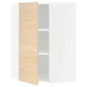 METOD corner wall cabinet with shelves, white/Askersund light ash effect, 68x37x100 cm