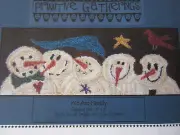 Primitive Gatherings WE ARE FAMILY snowmen PunchNeedle Embroidery Pattern Fabric