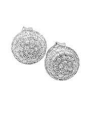 Suzy Levian Silver CZ Disco Ball Studs