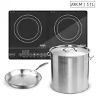 Dual Burners Cooktop Stove with 17L Stockpot 28cm Induction Fry Pan