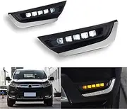 1 Pair Car Flashing Turn Signal Waterproof Car DRL 12V LED Daytime Running Light Fog Lamp Compatible With Honda CR-V CRV 2017 2018(White)