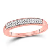 10k Rose Gold Round Diamond Pave Band Ring 1/10 Cttw