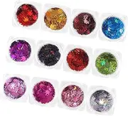 MERRYHAPY Manicure Sequin Set 12 Color Maple Shaped Glitter Sequins Nail Shining Pieces for DIY Nails Makeup Party Decorations