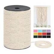 Macrame Cord 4mm x 240Yards（720Feet Natural Cotton Macrame Rope - 3 Strands T...