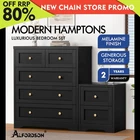 ALFORDSON 5 Chest of Drawers Bedside Table Hamptons Bedroom Storage Black