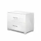 New High Gloss Two Drawers Bedside Table - White