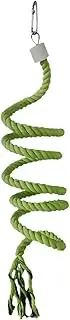 Ｂｅｓｇａ Bird Spiral Rope Perch Cotton Colorful Birdcage Accessories 150cm Parrot Swing Perch Climbing Rope for Budgerigars Conures, Green