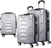 [Bestar] 3pc Lightweight Durable Hard Shell Luggage Trolley Travel Suitcase Set - Silver