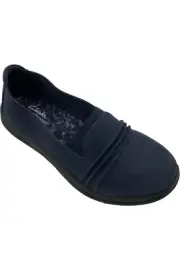 Clarks Cloudsteppers Slip-On Flats Breeze Sole Navy
