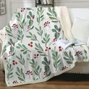 Modest Green Leaves and Berries Throw Blanket