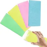4Pcs Exfoliating African Net Sponge Washcloth Towel Japanese Nylon Bath 35Inch Skin Bath Wash Cloth Korean Back Scrubber Washer for Body Scrub Loofah Exfoliator Women Men