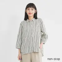 在飛比找momo購物網優惠-【non-stop】質樸直條紋寬版襯衫-2色