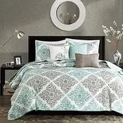 Madison Park Claire 6 Piece Quilted Coverlet Set, King/California King, Aqua
