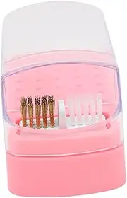 Nail Drill Bit Cleaner Holder, Lightweight Manicure Tools Nail Drill Bits Cleaning Brush Case 30 Holes for Home (Roseate)