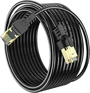 YSONG Cat 8 Ethernet Cable 40ft,High Speed 40Gbps,2000Mhz,26AWG,Gold Plated RJ45 Connector,for Outdoor&Indoor Weatherproof UV,for/PC/Modem/Router/Gaming,Faster Than Cat7/Cat6/Cat5