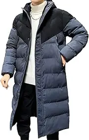 [JEShifangjiusu] Men Thick Chain Coat Thick Warm Winter Coat With Hat, Blue, M