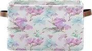 RPLIFE Blue Pink Magnolia Flowers Fabric Organizer, Collapsible Rectangle Organizing Bins Soft