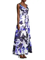 Aidan Mattox Blue Floral-printed Sleeveless Long Dress sz 0 new