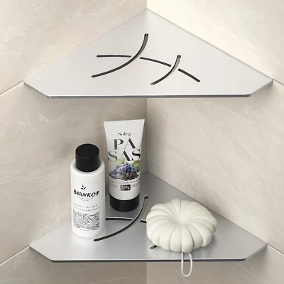 Corner Shower Shelf 10" Brushed 304 Stainless Steel Pentagonal Corner Shelves Re