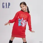 GAP 女童裝 GAP X 史迪奇聯名 LOGO印花刷毛連帽長袖洋裝-紅色(847160)