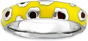 [JewelryWeb] 925 Sterling Silver Yellow enamel Stackable Polished Enameled Animal Print Ring-Stackable-Ring for Women