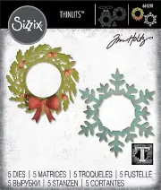 Christmas Wreath Snowflake Sizzix Thinlits Thin Metal Die Set by Tim Holtz NEW!