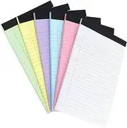 6 Pack Legal Pads 5x8 Note Pads Colored Legal Pads College Ruled Notepad Small Note Pads 50 Sheets/Pads Multiple Color Writing Pads Line Paper for School, College, Office, Work