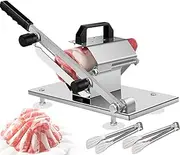 Manual Meat Slicer, Bread Slicer for Home Stainless Steel, Meat Slicer Machine with Knob Adjustable Thickness, Barbed Meat Cover, Automatic Meat Delivery, for Frozen Meat, Cheese, Bread Etc