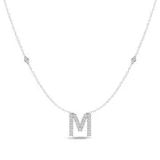 Brilliant Claw Initial M Slider Necklace with 0.40ct of Laboratory Grown Diamonds in Mirage Sterling Silver and Platinum