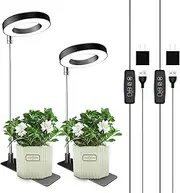 Aokrean Grow Lights for Indoor Plants, 48 LED Full Spectrum Plant Light for Indoor Plants, Height Adjustable Grow Lamp with Base, 3 Optional Spectra, AutoTimer 3/9/12 Hours, 10 Brightness, 2 Packs