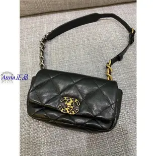 Anna二手CHANEL 香奈兒 AS1163 19腰包 雙C 金扣 菱格 羊皮 胸口包/ 精品 腰包/胸包 一顆