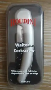 HOUDINI - Magnetic Waiter's Corkscrew - Silver Wine Tool Foil Cutter - New