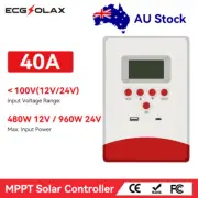 Ecgsolax 40A MPPT Solar Charge Controller 12V/24V Regulator Lithium AGM Gel USB