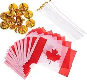 JEWEDECO Canada Desk Flags Pcs Mini Flags Pole Base Fashion Maple Leaf for Office Meeting and Events
