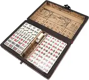 HONMEET 1 Set Small Mahjong Set Portable Travel Mahjong Kit for Home Parties and Outdoor Fun Complete Accessories with Printing Unique Present