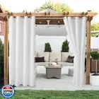 LORDTEX Linen Look Indoor/Outdoor Curtains, 52" W x 120" L, White Waterproof,