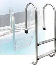Pool Ladder,with Stainless Steel Handrails and 2/3 Step,Easy Assembly and Climbing Stable Structure,for Water Park(2-steps1.0mm)