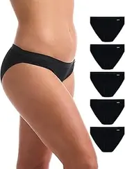 [UNDERWORKS] Womens 5 Pack Cotton/Elastane Bikini Briefs Womens Underwear, Cotton Stretch Fabric, Breathable, Comfortable for Everyday Wear, Value Pack, Underwear Women