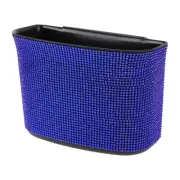 Car Trash Can Hanging Car Door Rhinestone Plastic Trash Bin Blue Black 1pcs