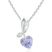 Heart-Shaped Tanzanite Ribbon Pendant with Diamond