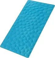 HAZALUTY Non-Slip Rubber Bathtub Mat for Bathroom, Soft Rubber Shower Mat with Strong Suction Cups, Mildew Resistant Bathmat with Pebbled Bubbles, Blue（40 × 80CM）