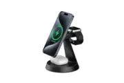 3 in 1 Magnetic Wireless Charging Station for iPhone 16/15/14/13/12 Series Charger for Multiple Apple Devices Apple Watch AirPods F9 Black