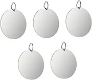Vaveren 5Pcs Stainless Steel Round Pendants Blank Tags,3cm Engraving Discs with Split Rings for H2D Number Charms Dog Pet Name Plates