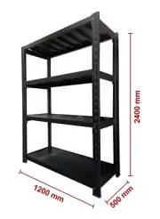 1.2m L×2.4m H×0.5m D Heavy Duty Shelving Garage Warehouse Storage Metal Rack