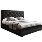 Artiss Bed Frame Double Full Size Gas Lift Base Storage PU Leather Black Tiyo