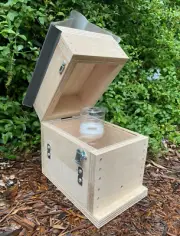 Honey Jar Hinged Beehive OATH Box Stingless Australian Native Bee Hive Grey Roof