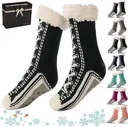 [Generic] Ultra-Thick Cashmere Slipper Home Socks,Cashmere Slipper Socks With Non Slip,Slipper Socks With Grips For Women & Men