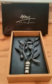 Michael Aram Bronze Olive Branch Collection Wine Stopper, New in Box, #175146