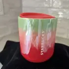 Starbucks Travel Mug Pearl Ombre Red Pink Green Ceramic